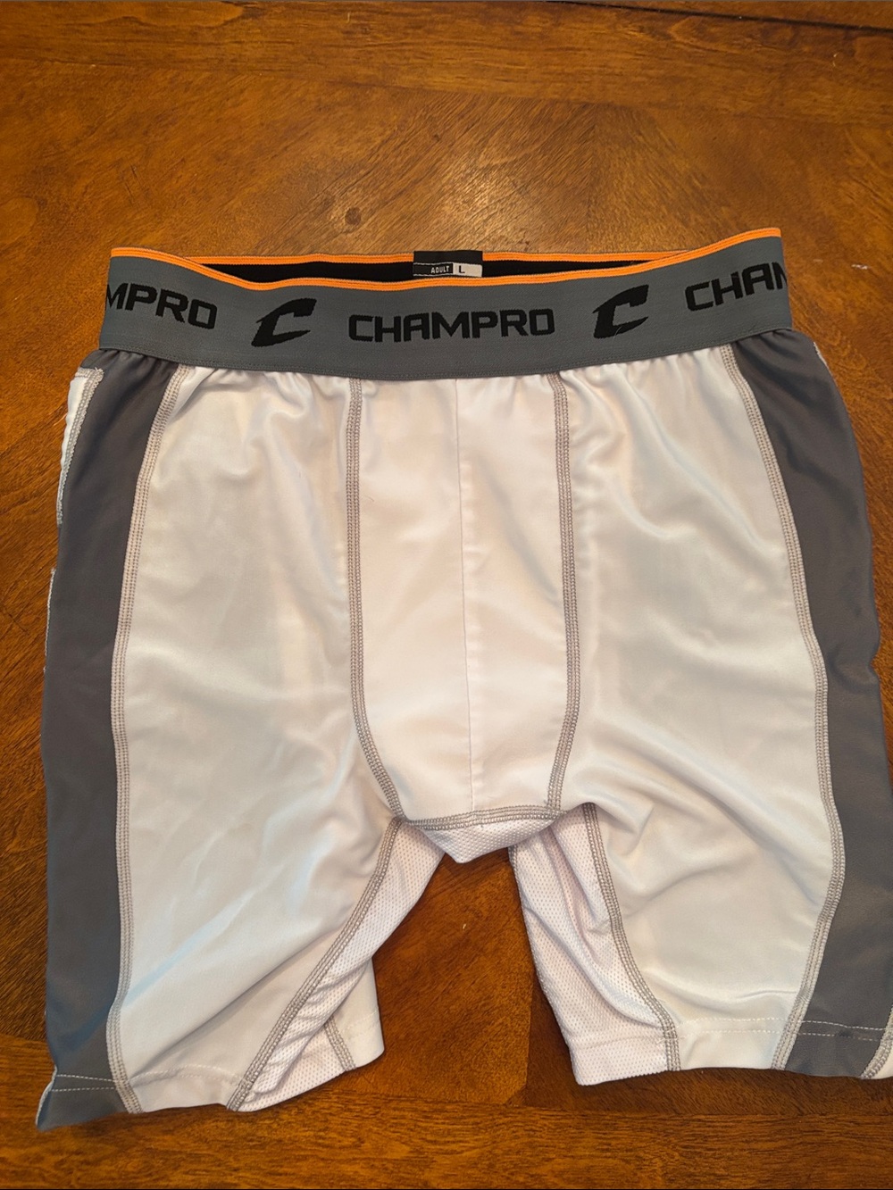 Champro Men’s White/Gray Performance sliding shorts w/ pouch for protectivecup